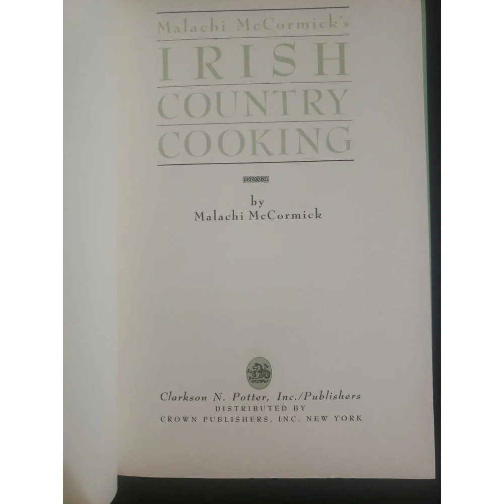 Malachi McCormick's Irish Country Cooking 1988 Hardcover Cookbook